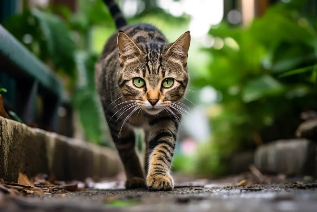 cat wandering around neighborhood