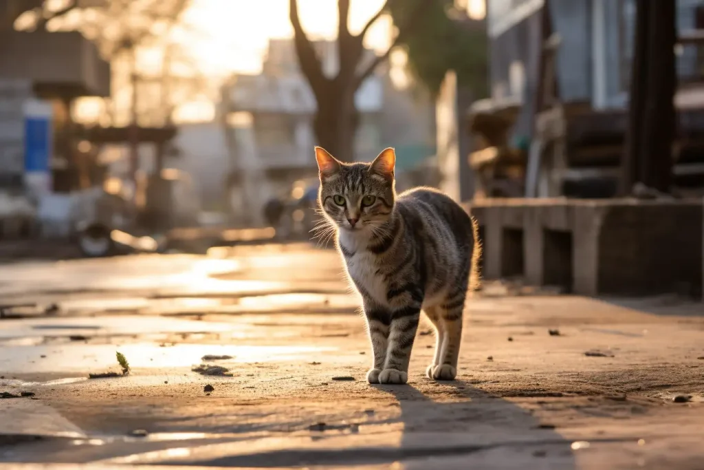 cat wandering around neighborhood